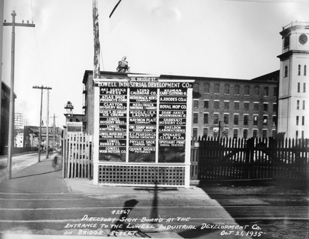Sign in front of the former Massachusetts Mills
