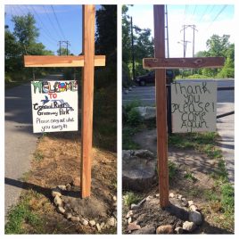 Youth Stewardship Project - Summer 2016 - Greenway entrance sign designed, created, and installed by youth from Spindle City Corps.