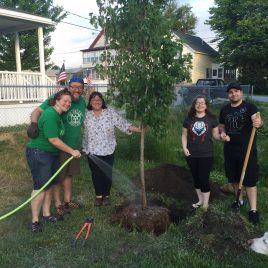 Tree planting training with first-time homebuyers, in partnership with Merrimack Valley Housing Partnership.