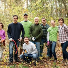 Kronos #GiveInspired Day 2017: Removing invasives at West Meadow Conservation property.