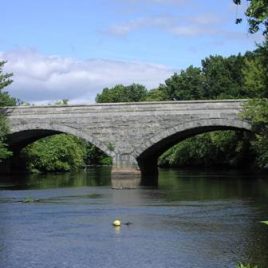 Scenic, historic stone arch bridge on Concord River