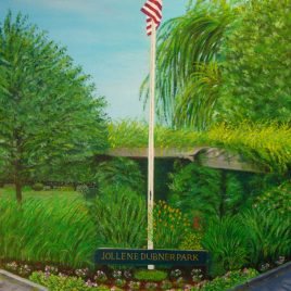 Dubner Park flag, oil painting by Mark Romanowsky