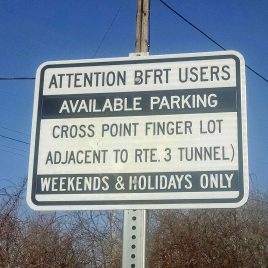 Parking sign for the BFRT at Crosspoint Towers
