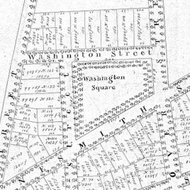 Washington Square, noted in the 1832 subdivision plan for John & Thomas Nesmith.