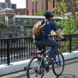 Bicyclist on Concord River Greenway