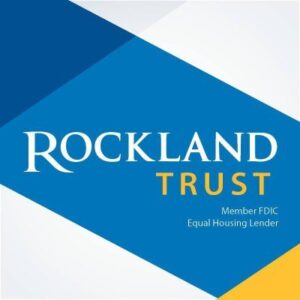 Rockland Trust Logo of Rockland Trust featuring a blue and white geometric design with the text 'Rockland Trust' and 'Member FDIC' in a modern font.