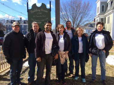Volunteers from the Lowell office of Constellation, an Exelon Company at the Spalding House after a hard morning's work.