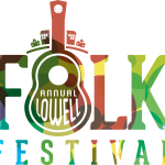 Folk Festival 2018 logo, rainbow letters