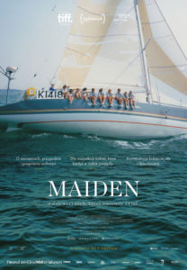 film poster for maiden - a group of women at sea on a sailboat