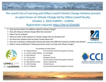 Climate Change Forum event flier October 1, 2020