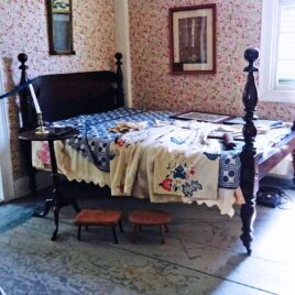 A rope bed - if you want to 'sleep tight,' use the key to tighten the ropes! (photo courtesy of Barbara Poole)